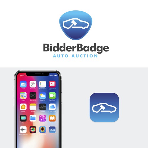 Outline logo with the title 'Car logo for auto auction app'