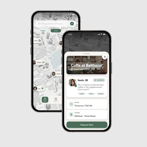 UX design with the title 'Dating App Design'