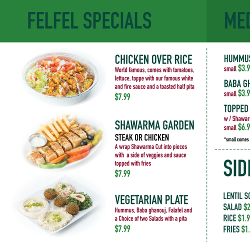 Layout design with the title 'Screen menu design for mediterranean restaurant'