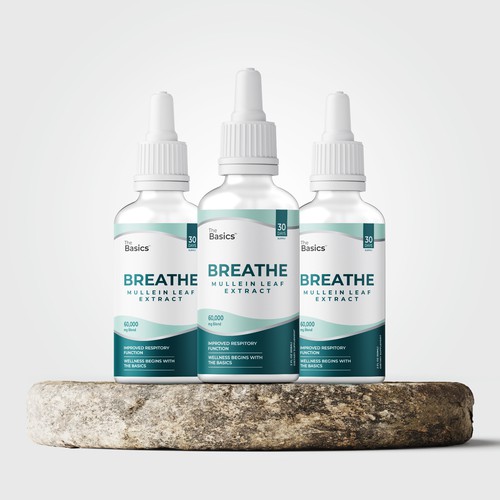 Herbal label with the title 'Label design of BREATHE '