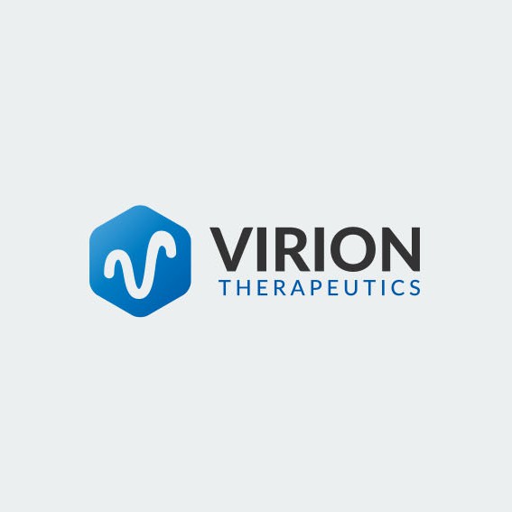 Bacteria logo with the title 'Logo concept for biotech startup VIRION.'