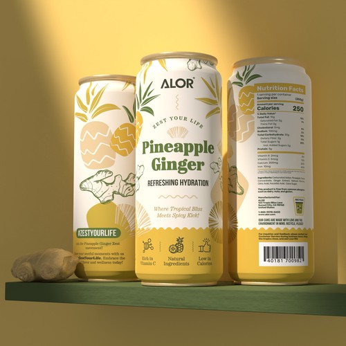 Drink packaging with the title 'Pineapple Ginger Drink'