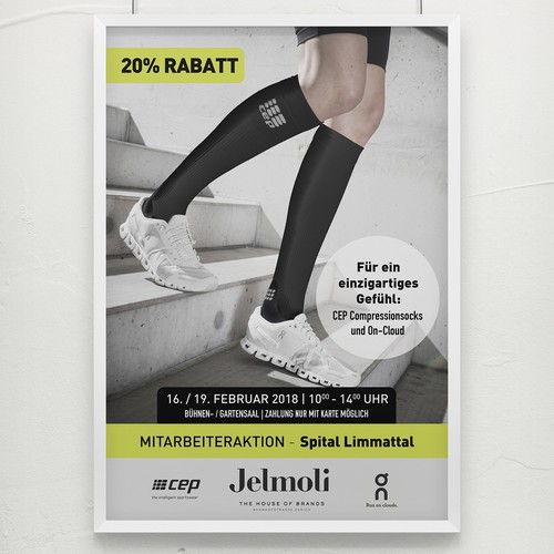 Sock design with the title 'Poster Concept for Employee Action'