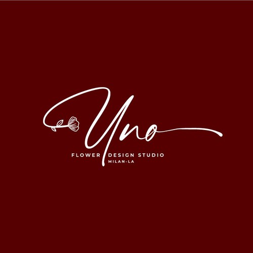 Green and white logo with the title 'Uno Flower Design Studio'