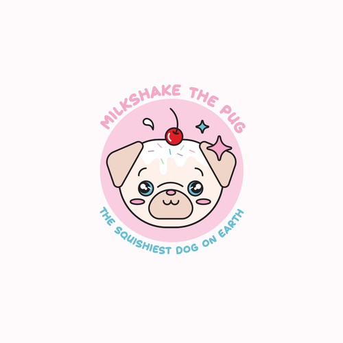 Cherry logo with the title 'Milkshake the pug'