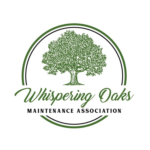 Oak tree logo with the title 'Whispering Oaks Maintenance Association'