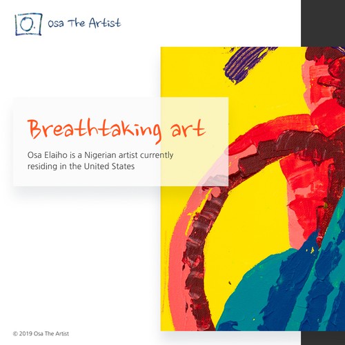 Art website with the title 'Website design for a visual artist from Nigeria'