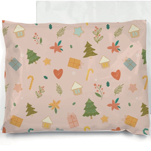 Christmas packaging with the title 'Christmas seamless pattern for poly mailers'