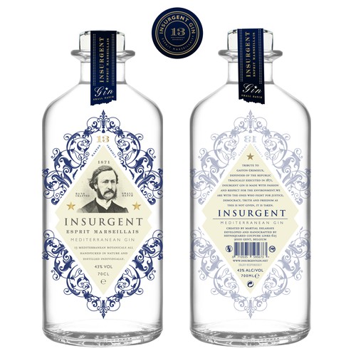 Artwork packaging with the title 'Insurgent Gin'