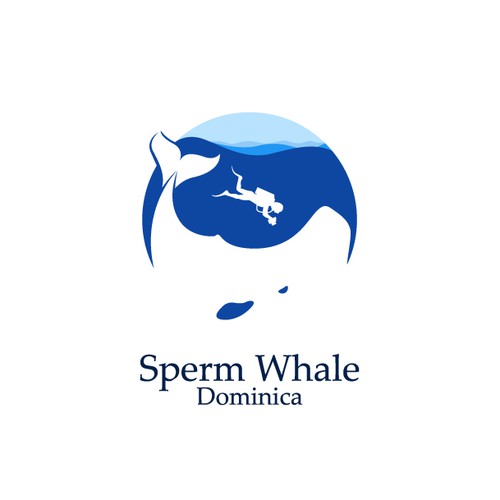 Whale logo with the title 'Sperm Whale Dominica'