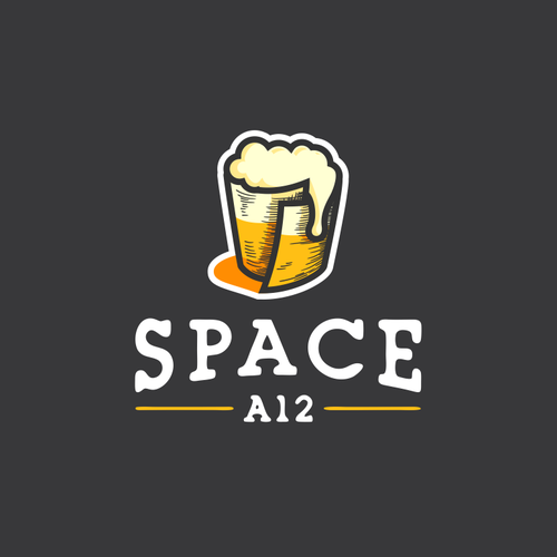Paper design with the title 'Design a logo That has to do with space books and beer'