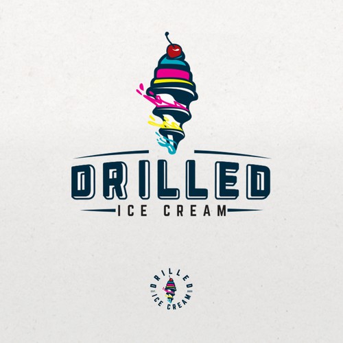 Ice cream shop design with the title 'Drilled Ice Cream'