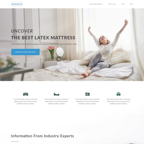 Bed design with the title 'Website for Latex Mattress Buyer's Guide'