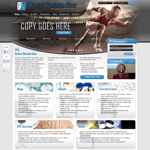 Training website with the title 'Winning website design for a sports training center'