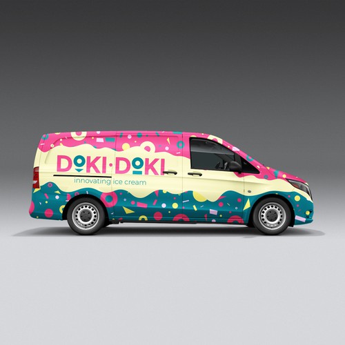 Van design with the title 'Doki Doki Ice Cream'