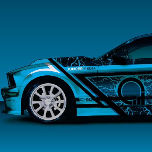 Lightning design with the title 'Mustang Car Wrap'