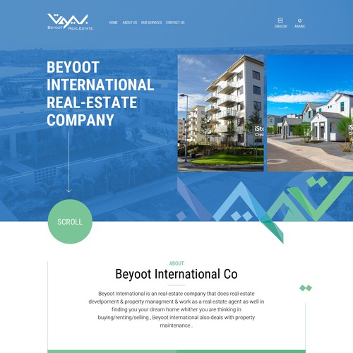 Professional website with the title 'Beyoot International is an real-estate company'