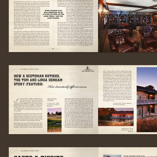 Layout design with the title 'Magazine design for America's top golf resorts'