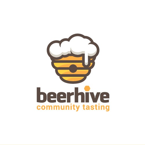 Beehive logo with the title 'Logo concept for a beer tasting community'