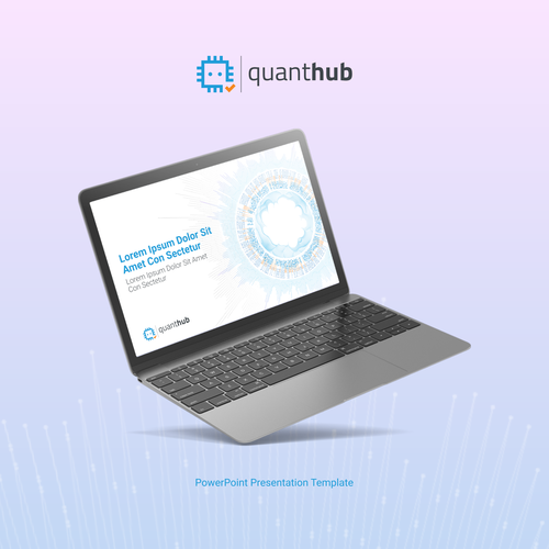 Artificial intelligence design with the title 'Modern PowerPoint Template for a Data Science Training Company'