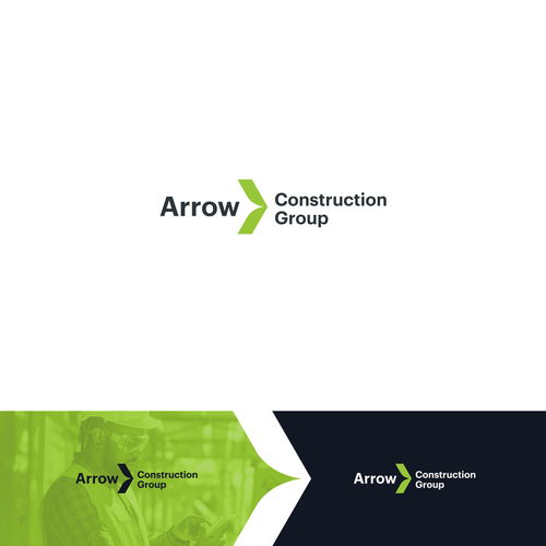 Construction company logo with the title 'Arrow Construction Group Logo Design'