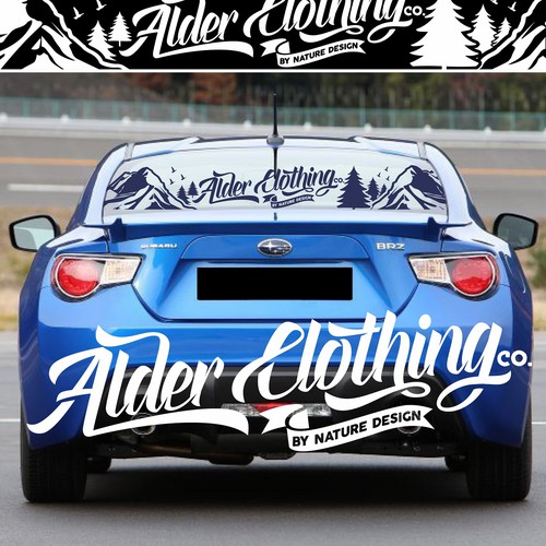 Script font design with the title 'Great Typography Stickers for Great Car'