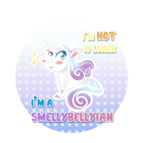 Unicorn artwork with the title 'SmellyBellyian'