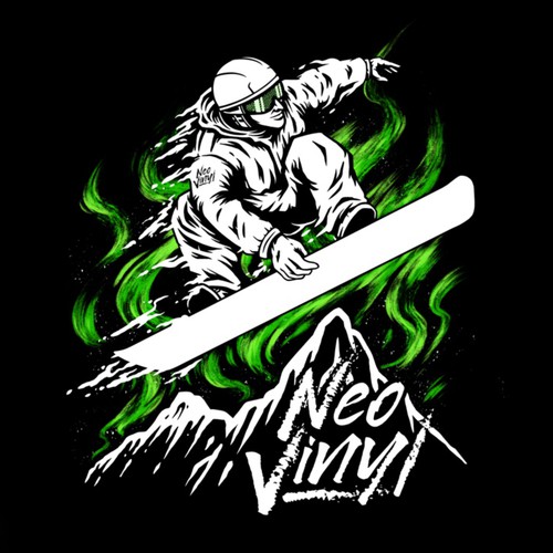 Surfboard design with the title 'Hoodie design for Neo Vinyl'