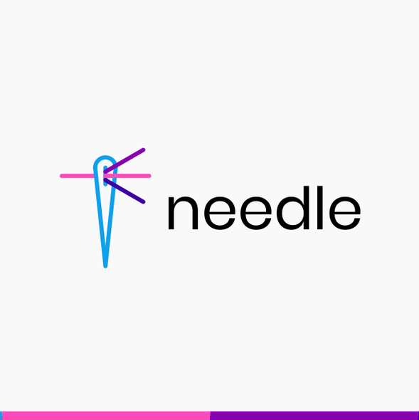 Clean and simple logo with the title 'needle'