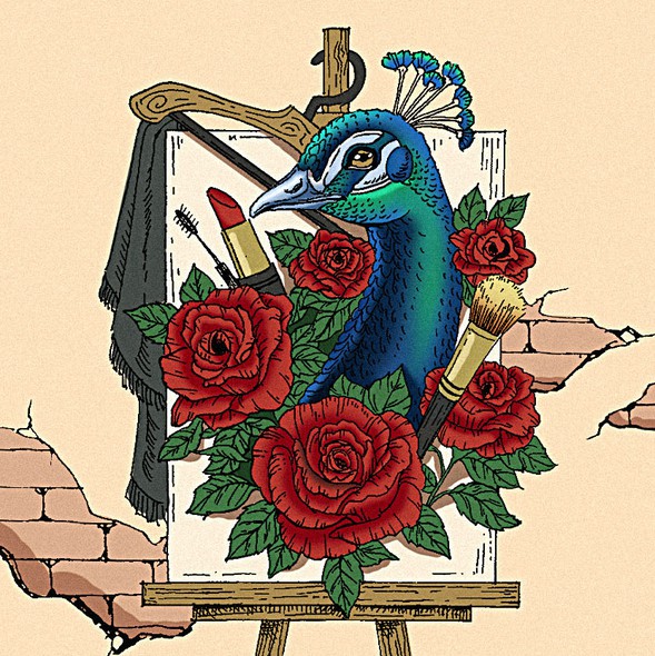 Rose artwork with the title 'Hero Banner Illustration for Shopping Discovery Website'
