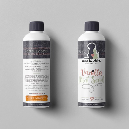 Shampoo label with the title 'Pet Shampoo - Label Design'