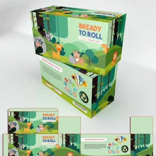 Illustration packaging with the title 'Bready to roll Fun Lunch Design'