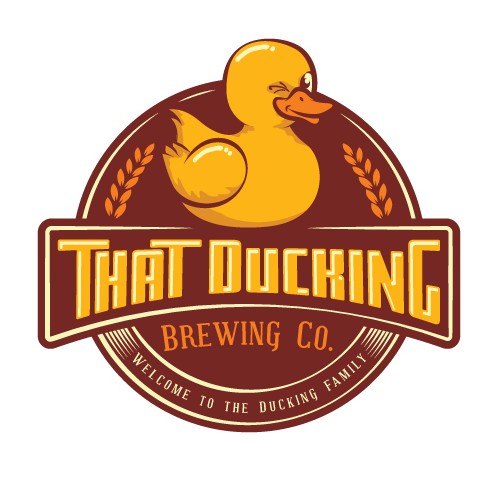 Duck hunting logo with the title 'Brewery duck mascot logo'