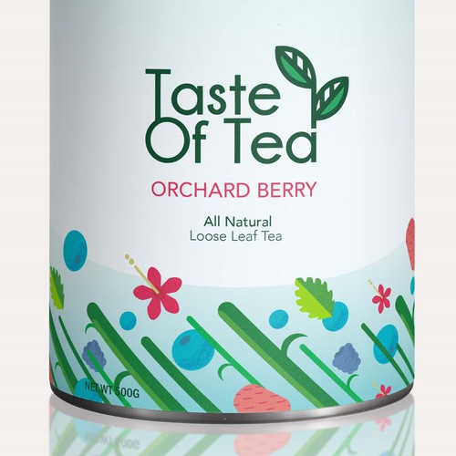 Fun label with the title 'Orchard Berry Tea Box Label'