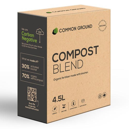 Eco-friendly packaging with the title 'Compost Blend Packaging Design'