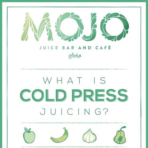 Sketching design with the title 'Appealing & Informative Infographic About Cold Press Juice'