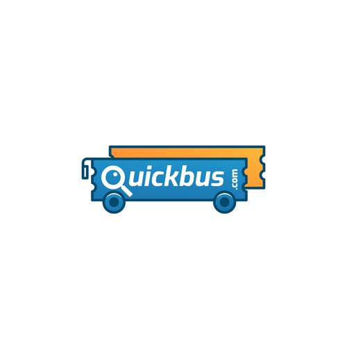 Bus design with the title 'Quick Bus, Website for bus ticket search'