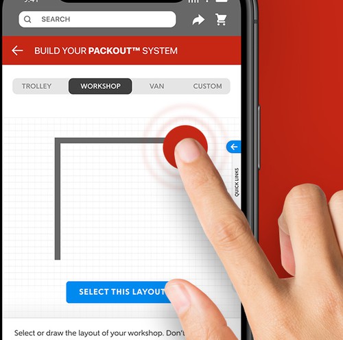 Tool design with the title 'Tools.com - Configurator screens for the app that sells tools'