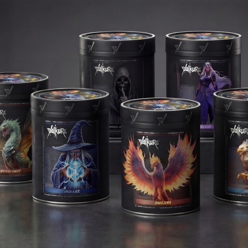 Drink design with the title 'Valkura® Logo, Brand identity and labels'