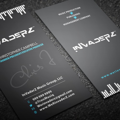Signature design with the title 'Invaderz Music'