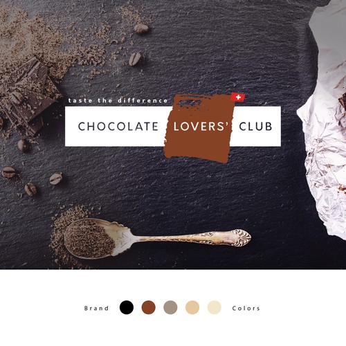 Swiss design with the title 'Chocolate Lovers' Club Logo Design'