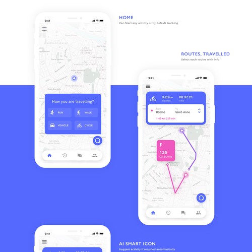 UX design with the title 'Routes Management App'