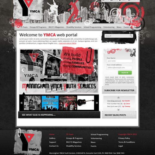 Community website with the title 'A local YMCA Youth Services needs a new WP design!'