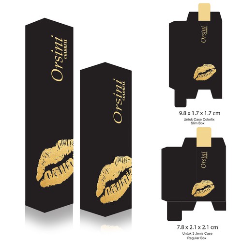 Sophisticated packaging with the title 'Orsini Lipstick'