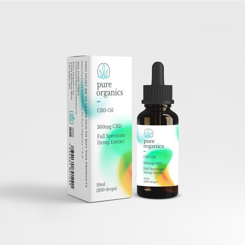 Oil label with the title 'Pure Organics CBD Oil Label Packaging Label'
