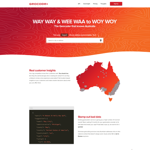 Minimalist website with the title 'Way Way & Wee Waa to Woy Woy'