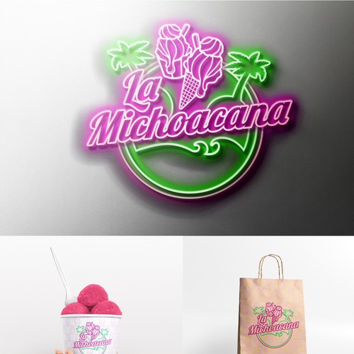 Ice cream shop design with the title 'La Michoacana'