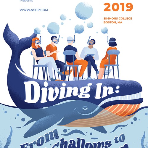 Diving design with the title 'Poster for a Group Therapy Conference'
