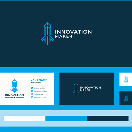 Innovative brand with the title 'creative rocket logo design with business card template.'