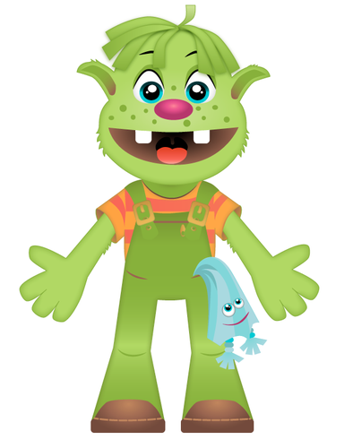 Puppet design with the title 'Illustration of a muppet style puppet'